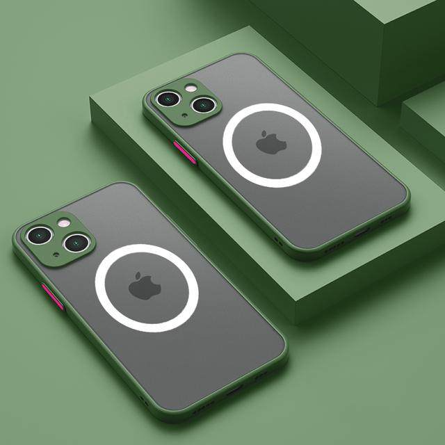 Matte Armor For Magsafe Magnetic Wireless Charging Case For Iphone 14 13 12 Pro Plus Max Mini Transparent Hard Pc Defender Funda
