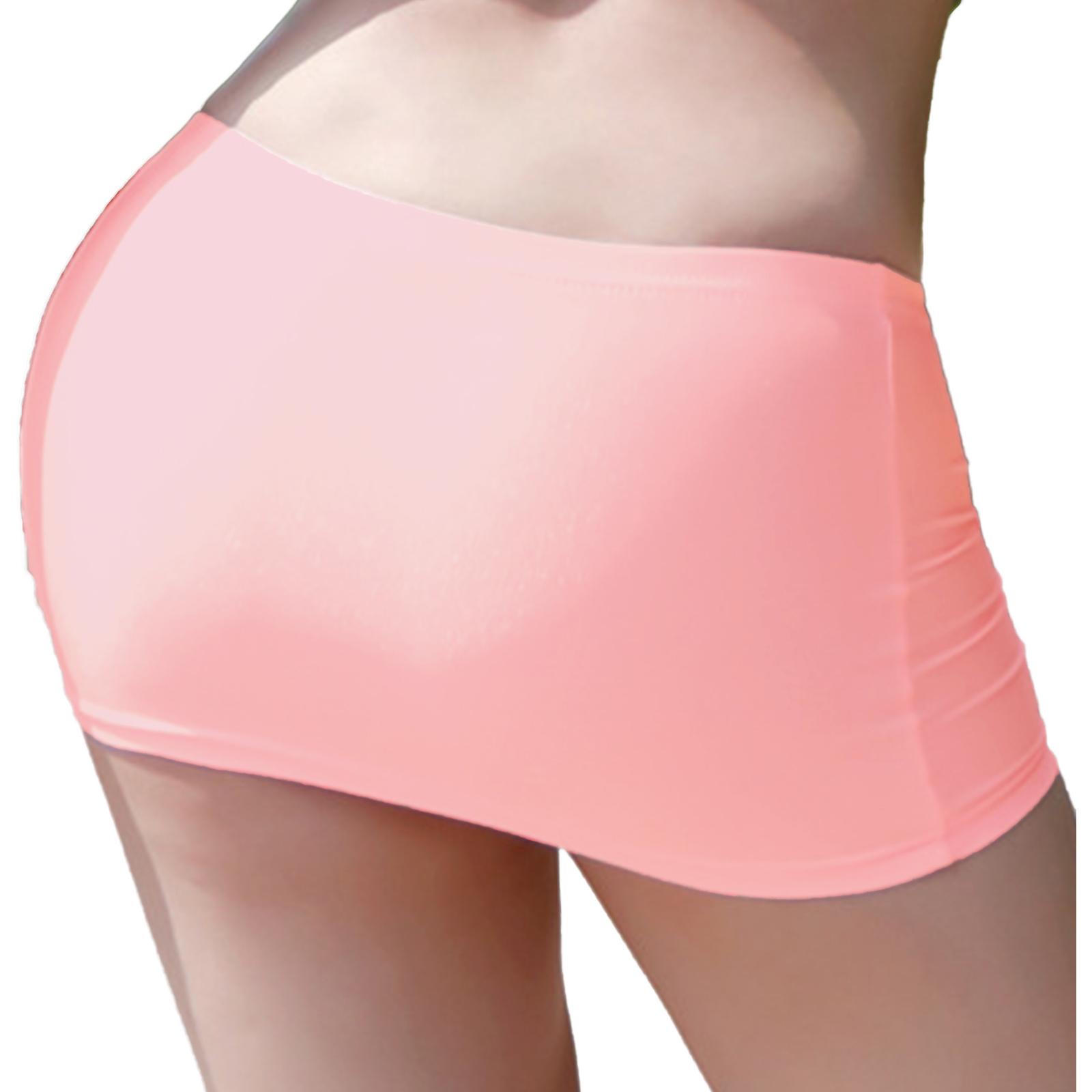 Gonna da notte da spiaggia con minigonna a vita bassa da donna, gonna elastica One Size rosa