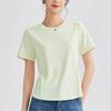 Summer Women's White Mercerized Cotton T-Shirt Stitching Round Neck Basic Top Plus Size Slim Fit Layered Casual Blouse