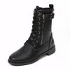 Plus-size Shoes Flat Casual Round-toed Fashionable Boots Belt-buckle Mid-calf Boots