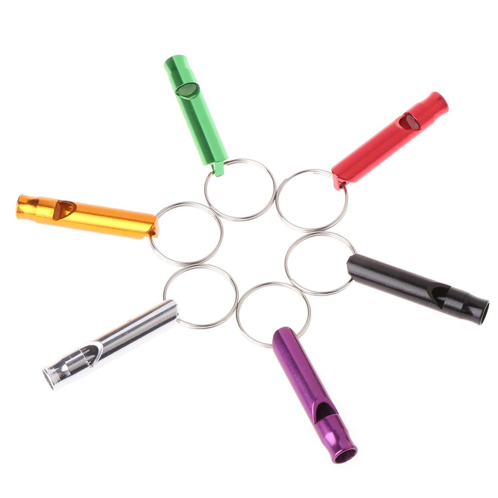 Aluminum Alloy Emergency Keyring Whistle Safety Survival Whistle for Hiking Camping Training Outdoors Sports Training