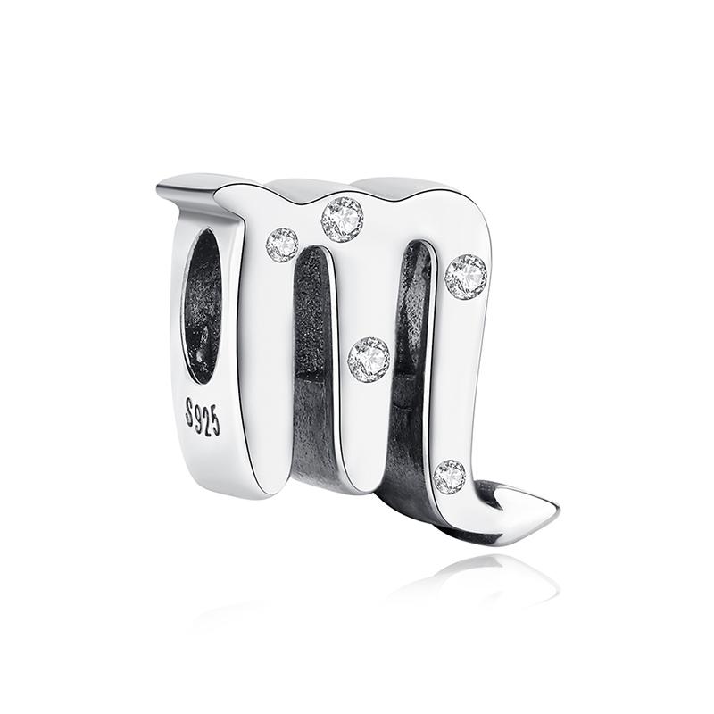 Original Copper Charms Beads 12 Zodiac A-Z Letters Virgo Aries Fit Pan Brand Bracelets Necklaces Jewelry For Women