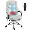 Office Chair with 6-point Vibration Massage and Heat, Fabric Desk Chair with Footrest, High Back, Cream White