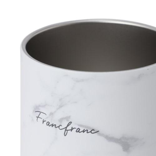 Francfranc Stainless Steel Thermos Mug with Lid, 320ml, Marble White, Double-Walled Vacuum Wall, Insulated for Hot and Cold Drinks, Perfect for the Of