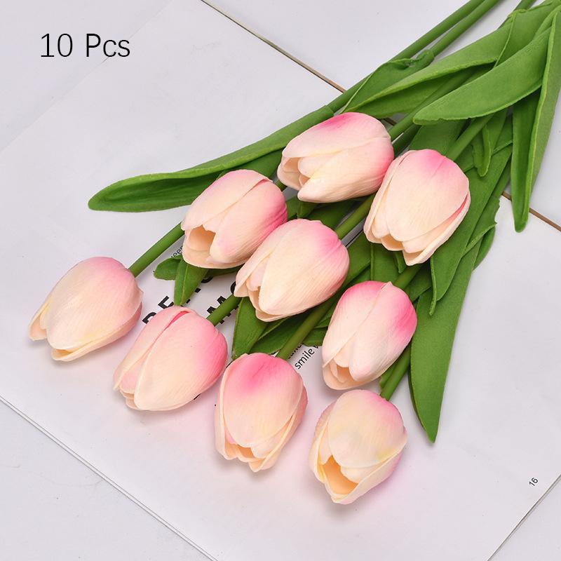 False Artificial 10pc Tulip Flower Fake Pu Real Touch Bouquet Home Wedding Decor