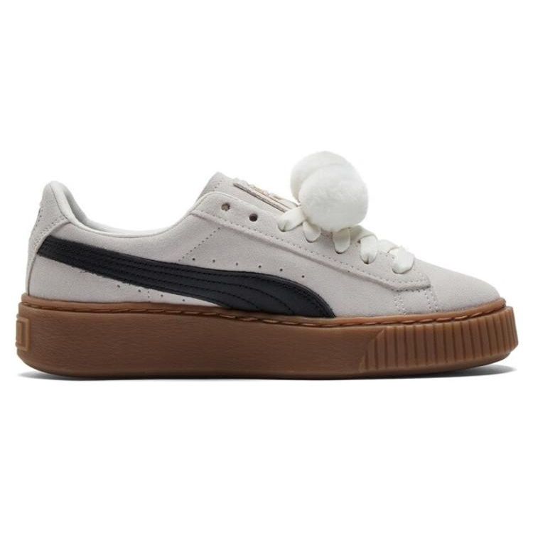 Puma Suede Platform Comfortable Simple Low Top Sneakers Women Sneakers Off-White Black 391902-01