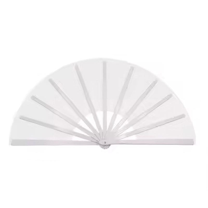 

13-дюймовый пустой складной веер для сублимационной печати, полиэстеровый веер-хлопушка с пластиковыми ребрами, веер для кунг-фу 13 inch белый
