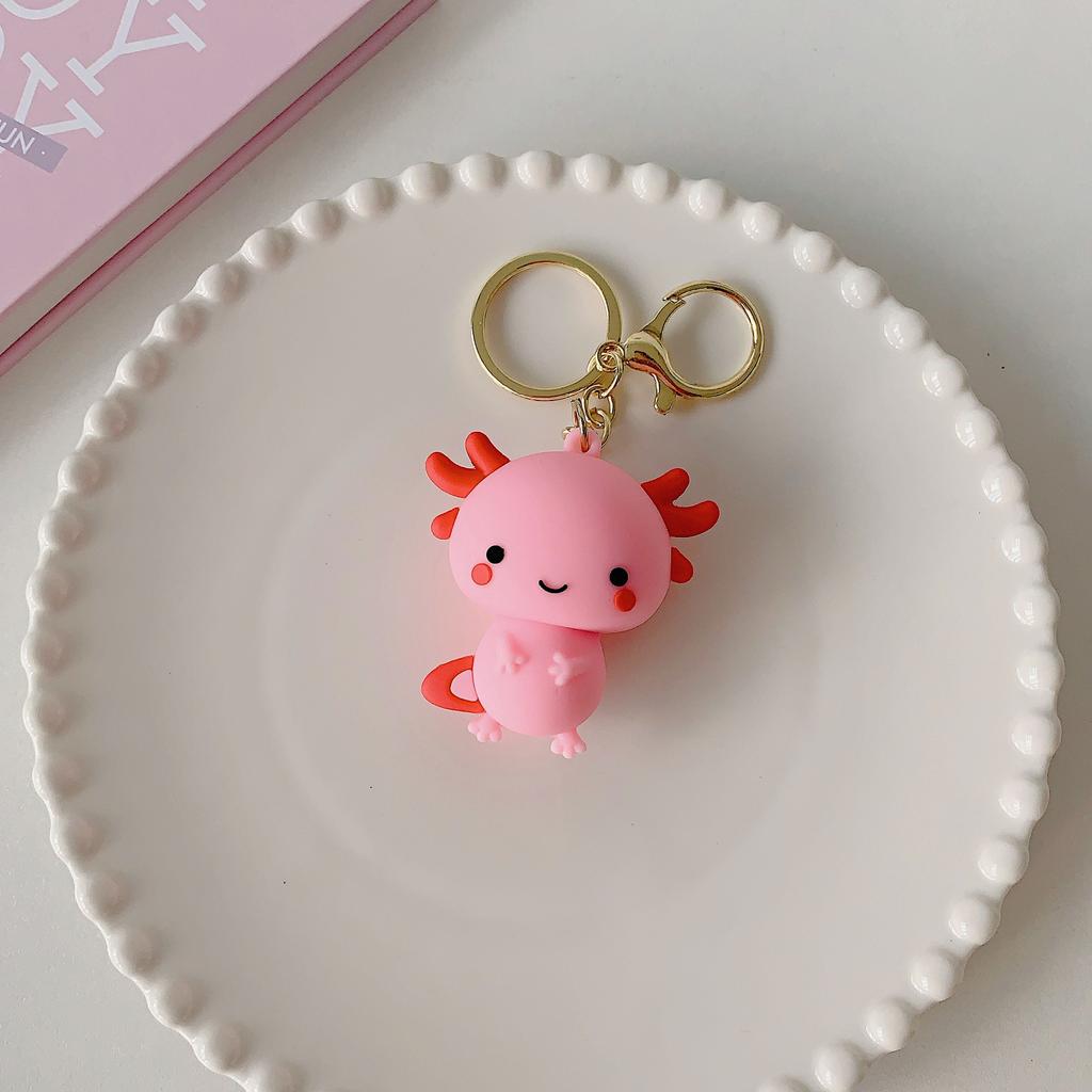 Cute Axolotl Keychain for Men Women Simulation Fish PVC Pendant Key Ring Holder for Women Friends Birthday Gift