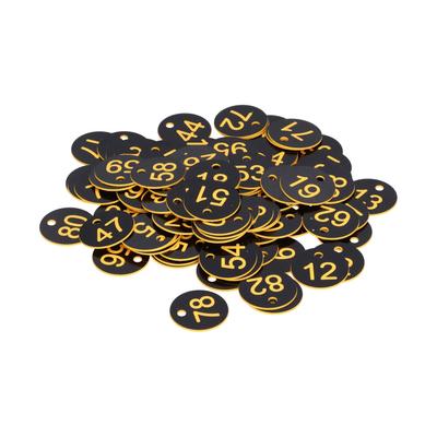 100Pcs Round Number Tag Beehive Sign Marker Labels with Hole Farm Beekeeping Accessory(Black Yellow