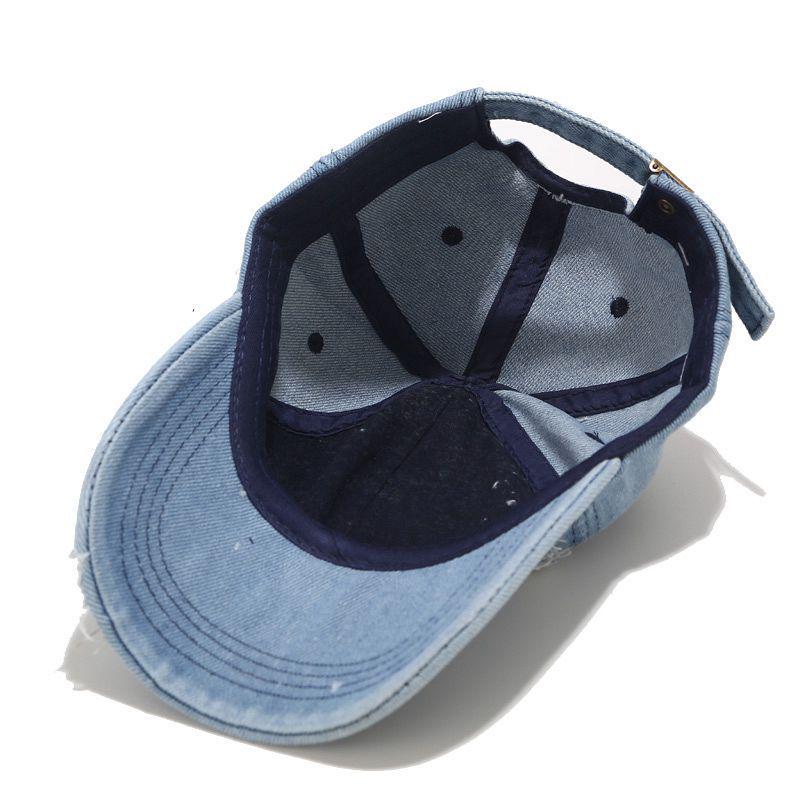 Șepci de baseball cu personalitate perforată pentru bărbați și femei, din denim spălat vintage, șepci sport snapback