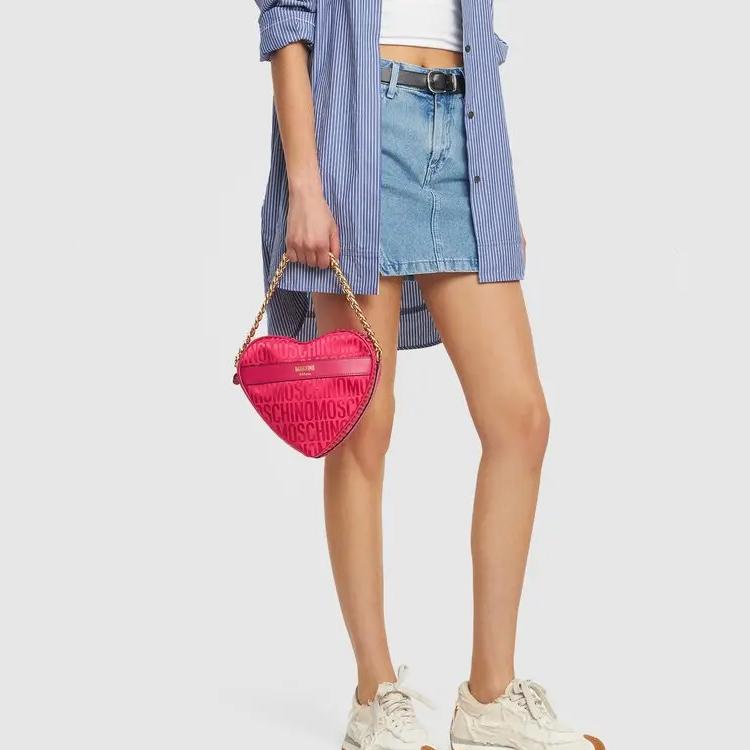 Moschino Casual Fashion Heart Logo Zipper Tote Bag Women handbags Pink 74288268A5217