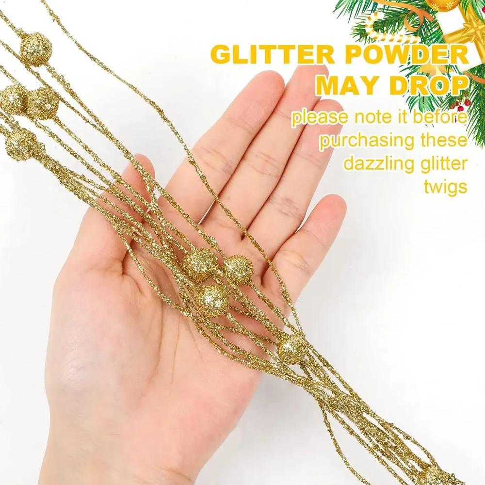 10/1 Stück Weihnachten Glitzer Beerenstiel Künstliche Gold Silber Glitzernde Zweige Weihnachtsbaum Kranz Ornamente Party Dekorationszubehör