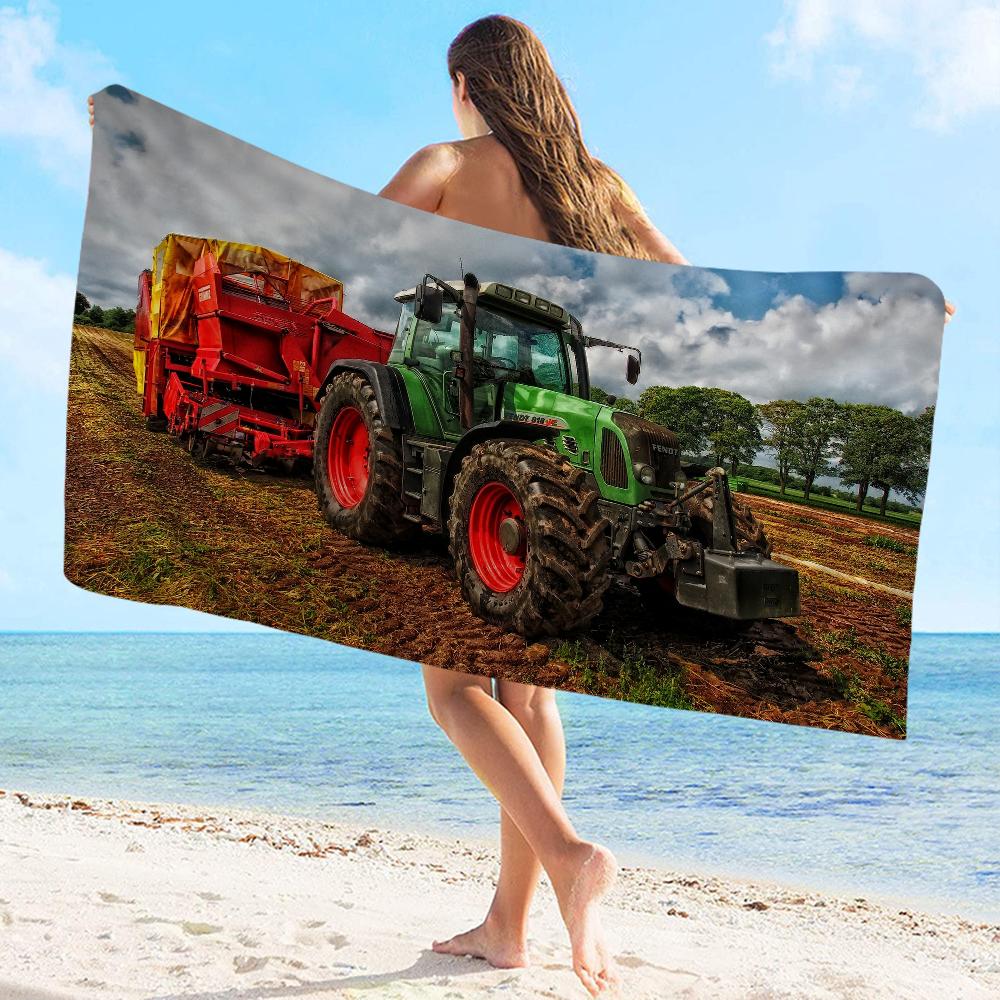 Auto Traktor Handtuch Mikrofaser Strandhandtuch Saugfähig Schnelltrocknend Weich Yoga Schwimmen Resort Bergsteigen Handtuch