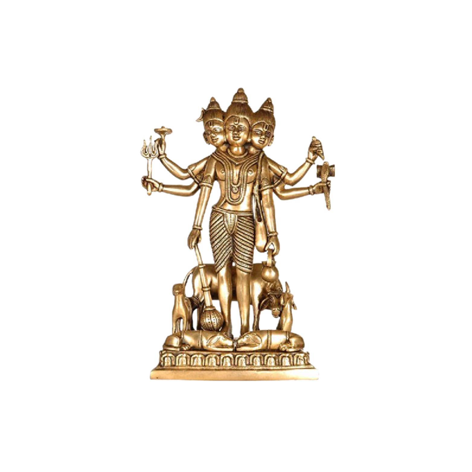 

Ashtadhatu Made Shri Guru Dattatreaya Puja Idol, Antique Brass Puja Idol - 6 Cm