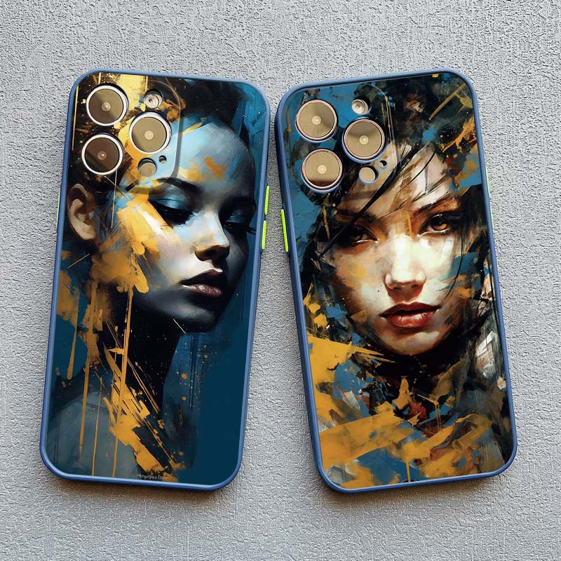 Portrait Art Watercolor Painting Phone Case For iPhone 15 14 13 12 Mini 11 Pro Max SE2 15 14 7 8 Plus XS X XR Shockproof Covers