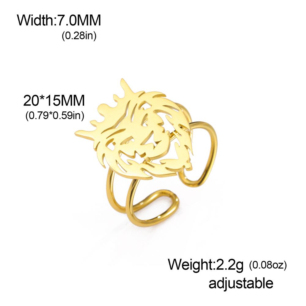 My Shape Lion Head Rings Stainless Steel Animal Lion King Open Adjustable Finger Ring Fashion Punk Jewelry Party Gifts Boys Men