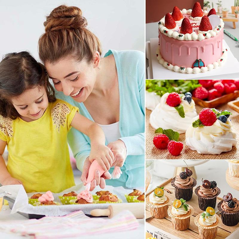 8Pcs/Set Silicone DIY Cake Decorating Tips Set Icing Piping Cream Pastry Bag + 6 Stainless Steel Nozzle Set Kitchen Accessories