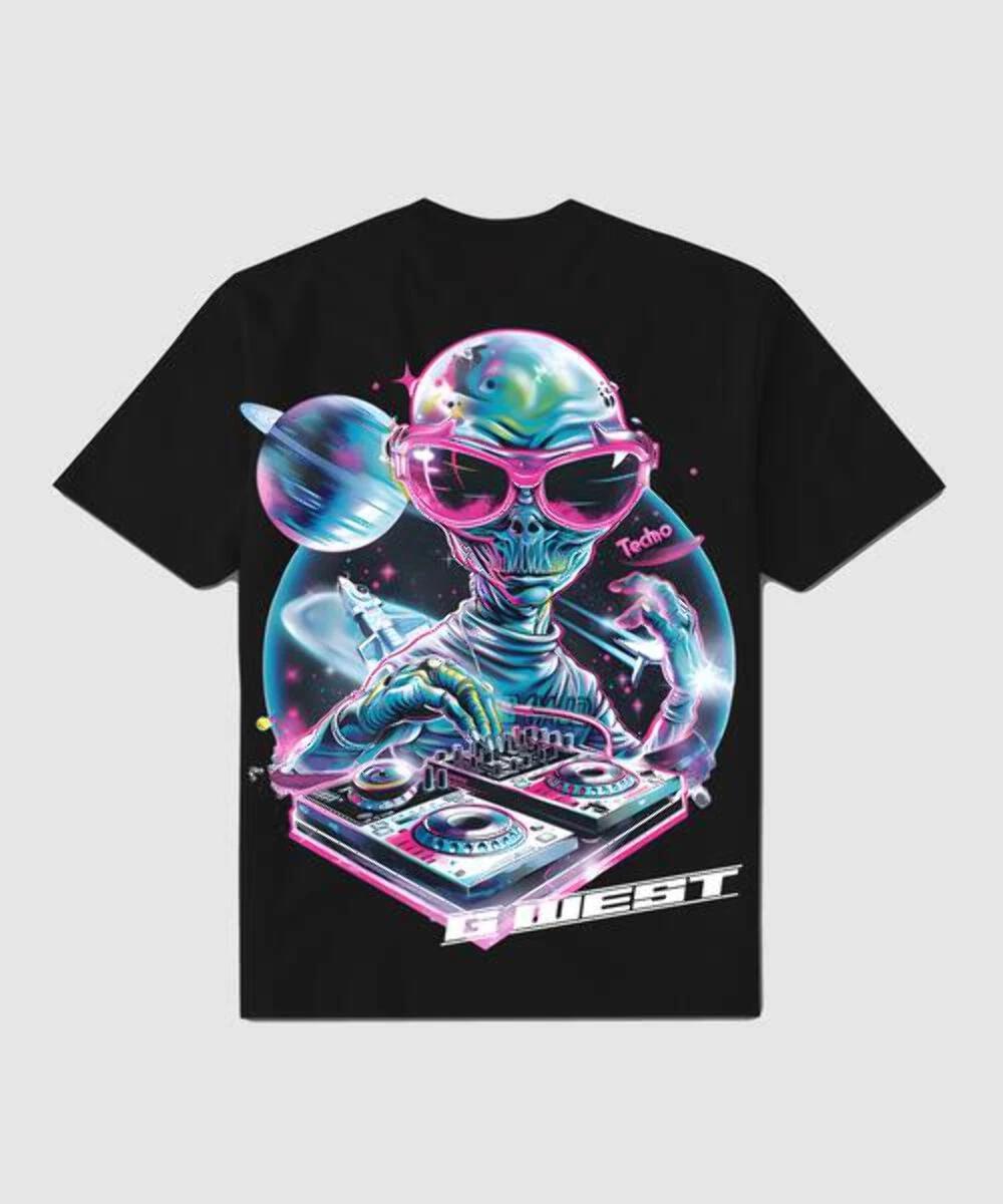 G WEST REGULAR FIT BTECHNO DJ T SHIRT S