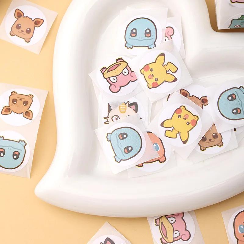 500pcs Roll Stickers Cartoon Pokemon Kawaii Anime Pikachu Charizard Round Seal Diy Laptop Decals Stikers Reward Kids Toy Gift
