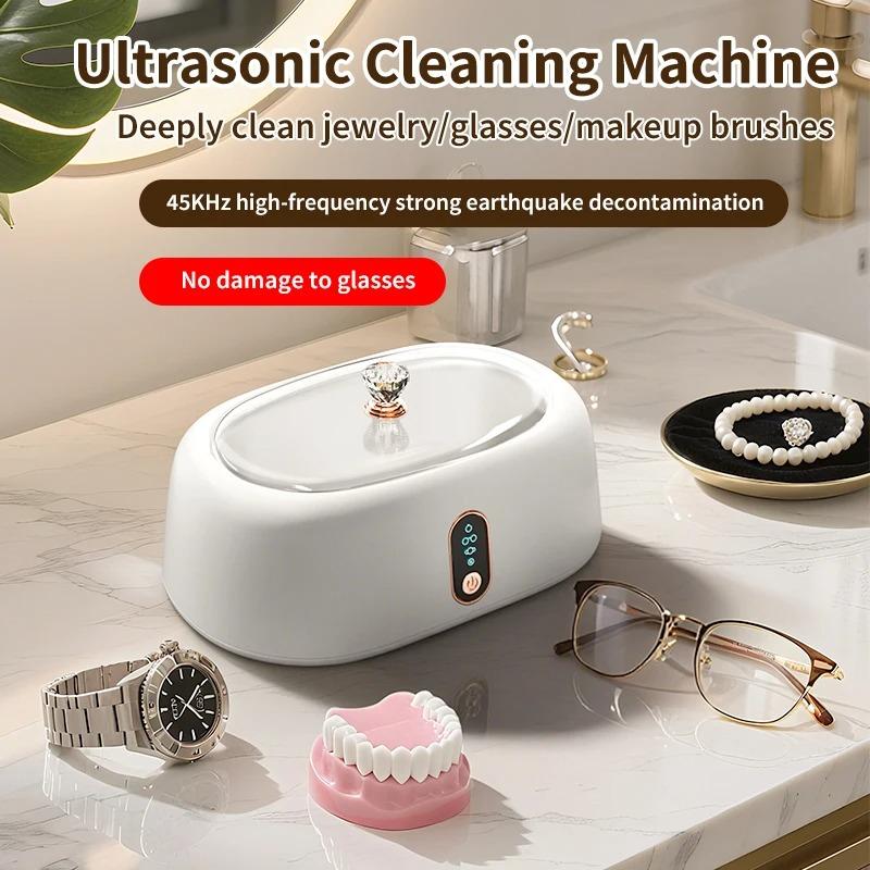 Ultrasonic Cleaner for Glasses Jewelry Contacts Dentures - Professional Home Care 40KHz High Frequency Deep Cleaning Sanitizer