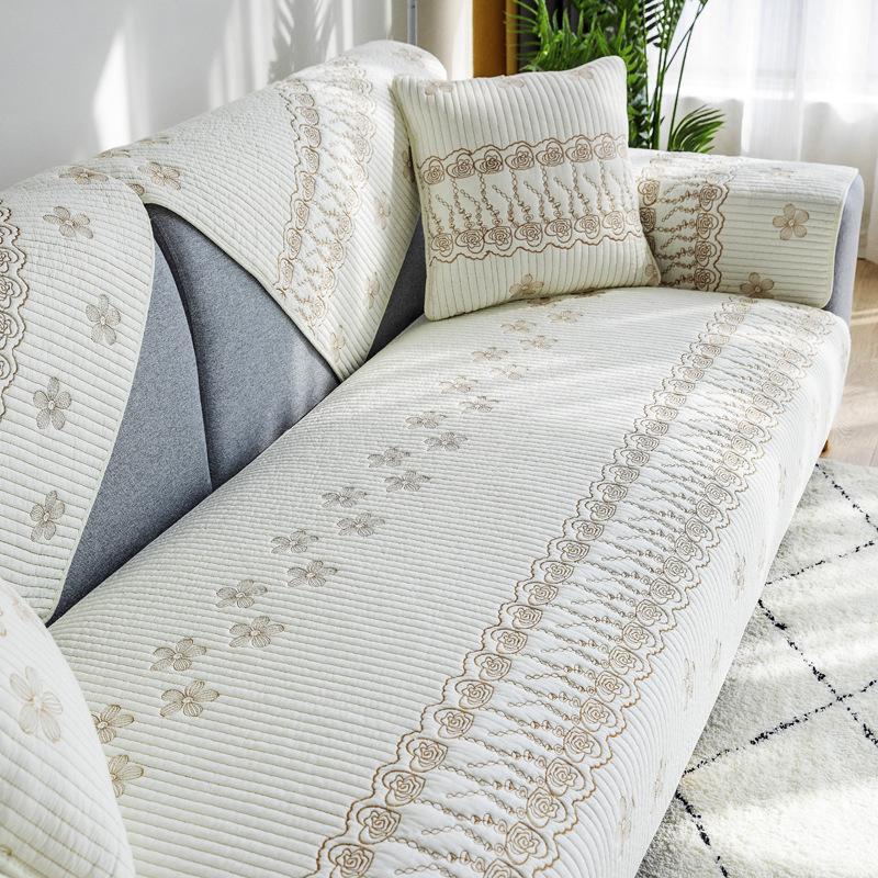 All Cotton Sofa Cushion Four Seasons Simple Cloth Fashion Pure Cotton Cushion Universal Living Room Backrest Towel Sofa Cover Full Covered