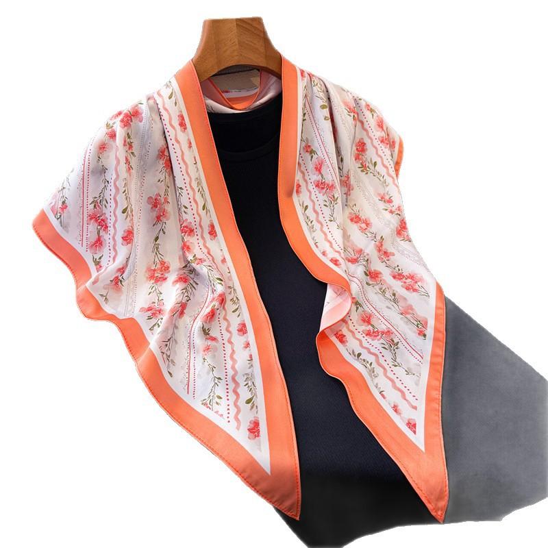 Fresh Rattan Triangle Scarf Imitation Silk Printing Sunscreen Shawl Waist Scarf Silk Scarf Scarf Headscarf Women