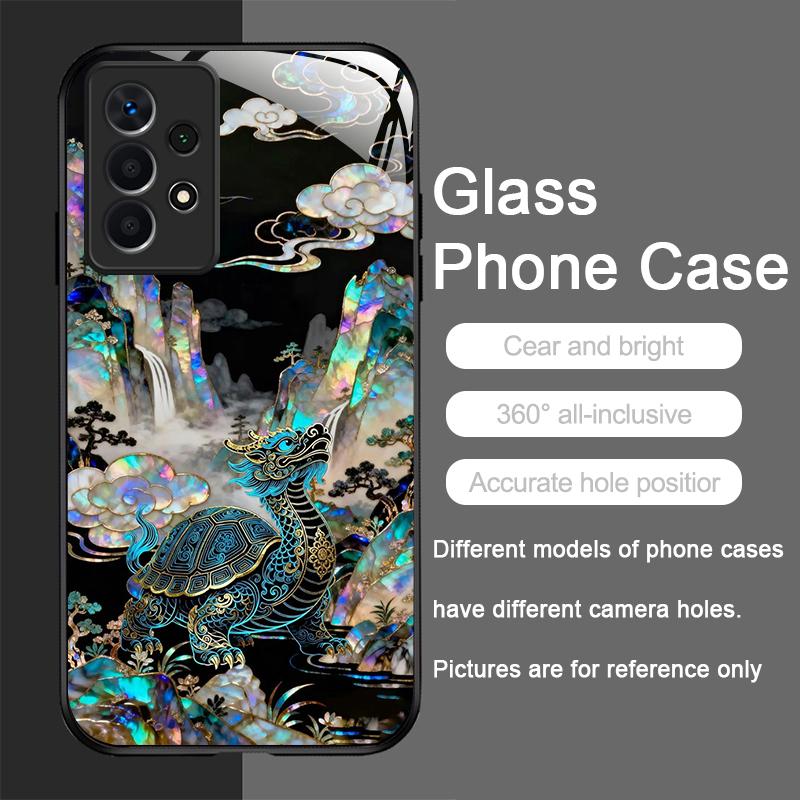Stylish Dragon Leopard Marble Texture Tempered Glass Phone Case for Samsung Galaxy A56 A55 A54 A53 A52 A36 A14 A15 A16 A32 Cover