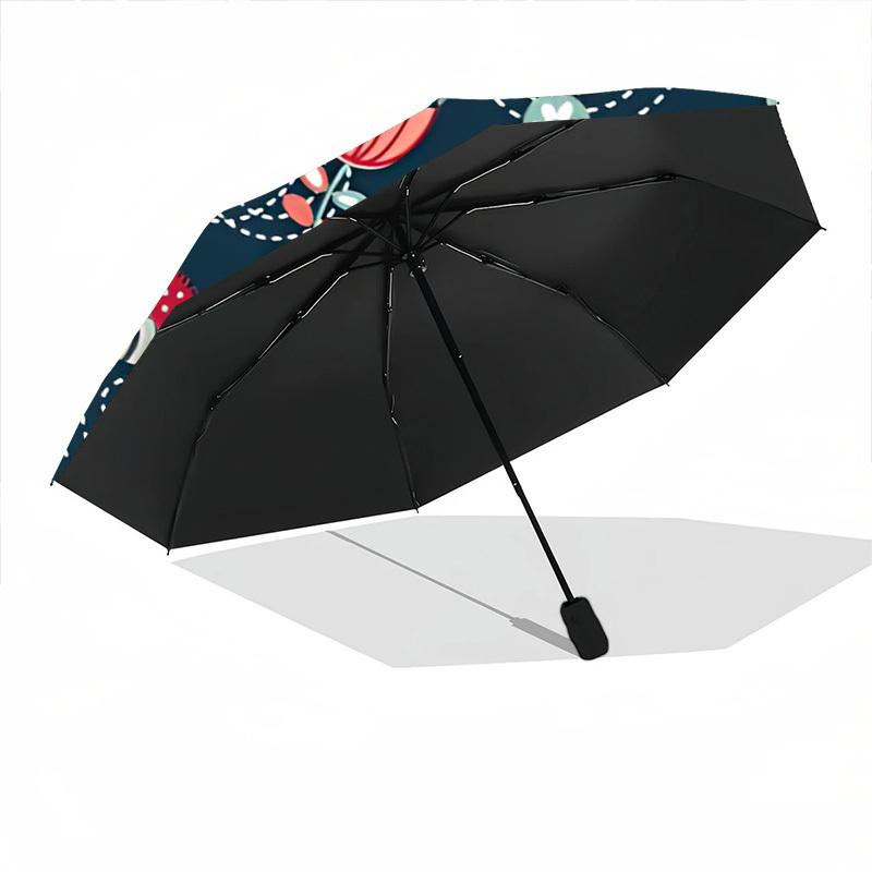 1pc Forest Flowers Fashionable Automatic Opening/Closing Folding Umbrella with 8 Bones, Windproof Portable, Daily Use172
