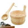 4L Wooden Sauna Barrel with Spoon Set Portable Sauna Room Steaming Bathroom SPA Accessory Tools Leakproof Shower Supplies