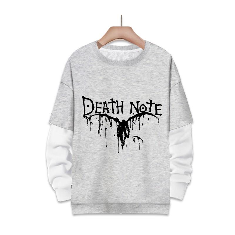 Stampa Anime Death Note Nero/Grigio S-3XL Casual Manica Lunga