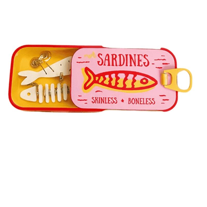 Estuche de Joyería de Viaje Estilo Lata de Sardinas Novedosa con Almacenamiento Compacto para Anillos, Pendientes de Botón, Pulseras y Collares
