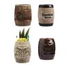 Hawaii Ceramic Tiki Mug Creative Cocktail Cup Easter Island Tiki Mugs Halloween Gift Barrel Shaped Wine Mug for Bar Accessories