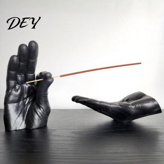 Small Decorative Collectibles Creative Hand Shape Incense Burner, Resin Ornament, Burner & Ash Collector Car Hanging Accessories Set for Home