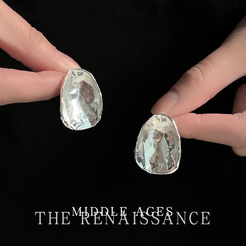 Oval texture earrings exaggerated design stud earrings niche earrings