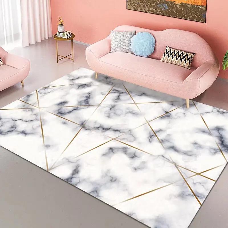 Luxury Nordic Flannel Carpets for Living Room Sofa Beside Texture Decoration Bedroom Rug Large Size Non-slip Washable Lounge Mat