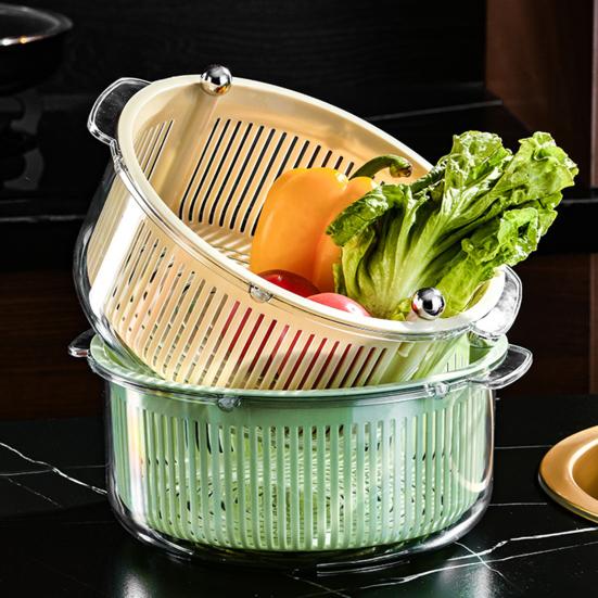 Yousheng Vegetable Fruit Washer Multi-Functional Drain Basket Fruit Tray Versatile Rotating Food Prep Tool Kitchen Accessory