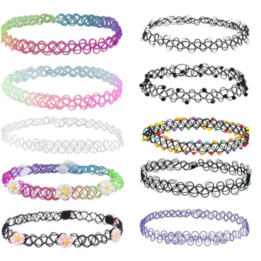 1 pezzo Moda Vintage Elastico Intrecciato Filo di Pesce Choker Gotico Nero Collana Choker per Ragazza Punk Regalo Donna