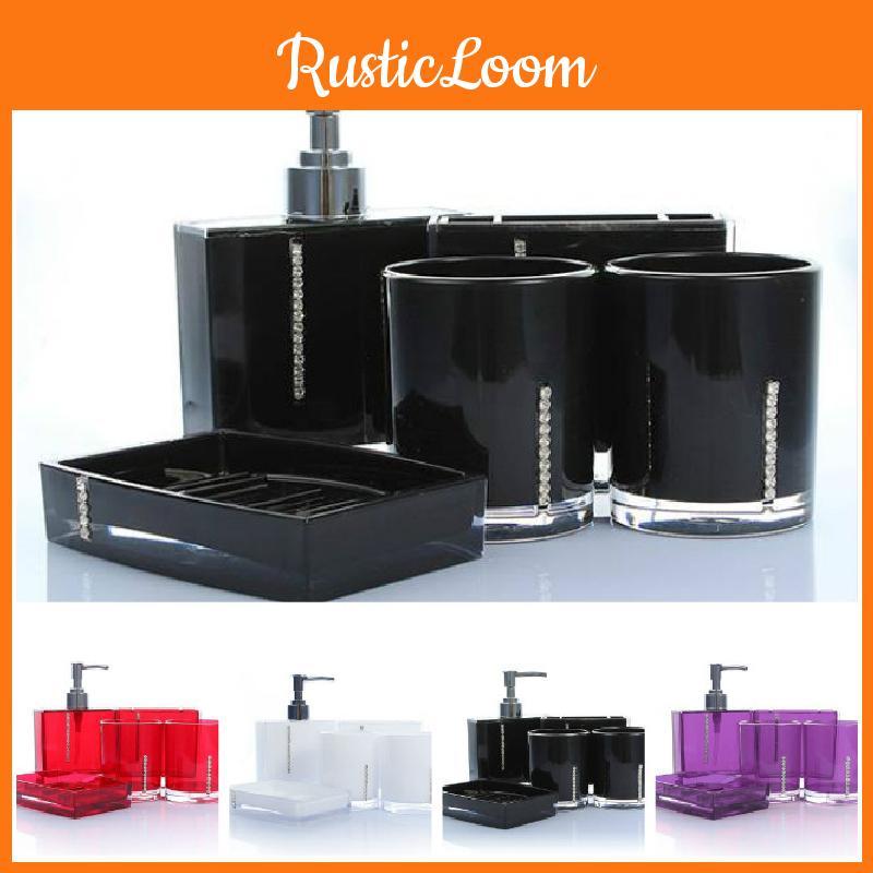 Accessories Pcs 5 Bathroom Multicolors Acrylic Diamondmounted Sets Shining