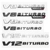 Buchstaben-Emblem für Mercedes Benz AMG V12BITURBO V8 BITURBO 4MATIC+, Auto-Styling, Kotflügel-Logo-Aufkleber, Chrom, Schwarz, Rot