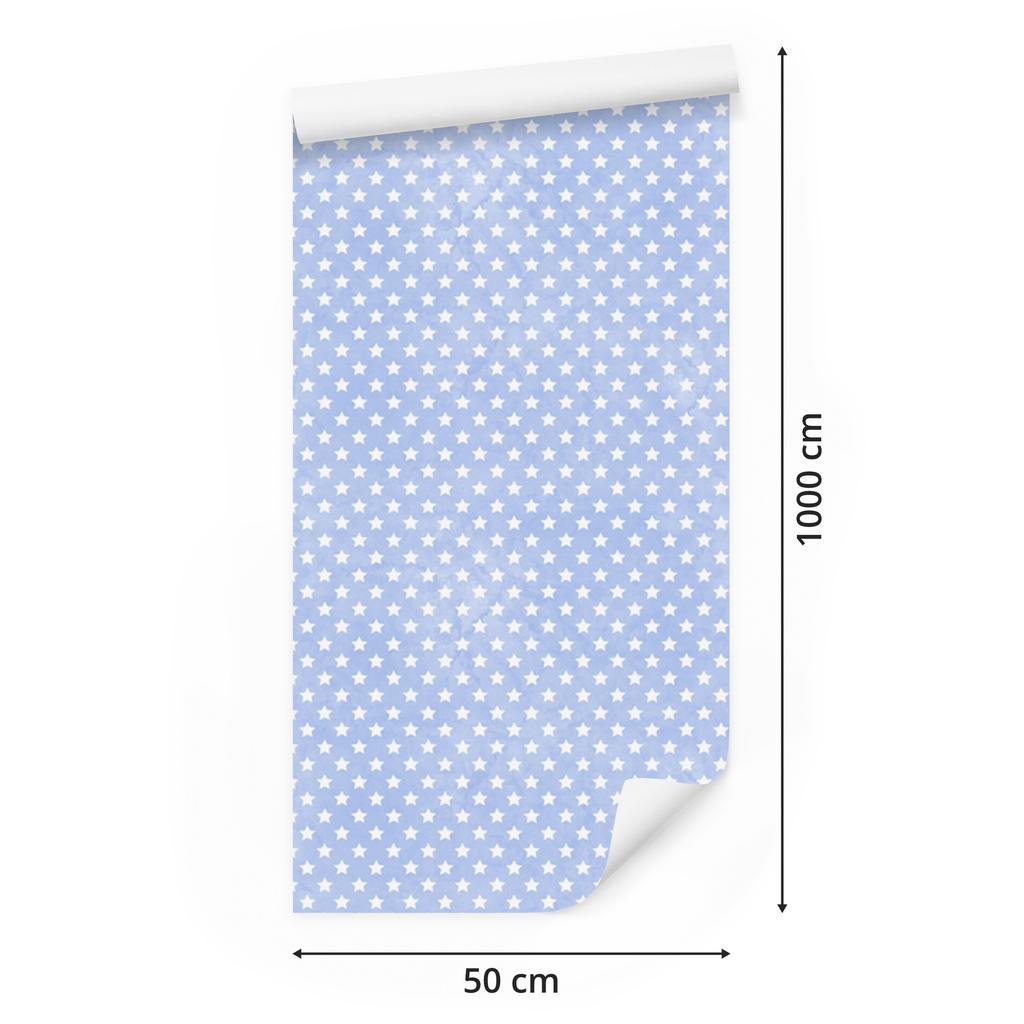 Azure and White Stars Wallpaper for Living Room and Bedroom 50x1000