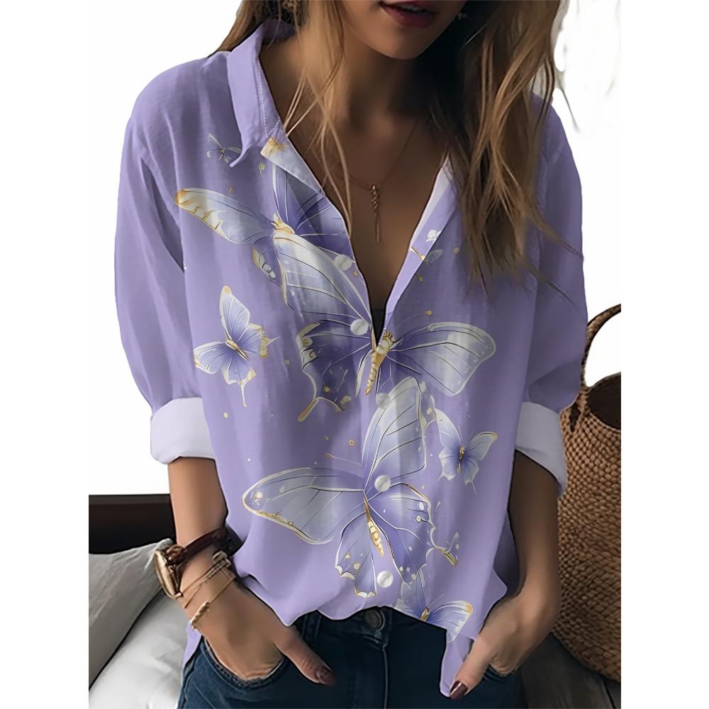Summer Minimalist Shirt with Floral Digital Print Button Up Shirt Top for Women's Hawaiian Beach Vacation Casual Shirt