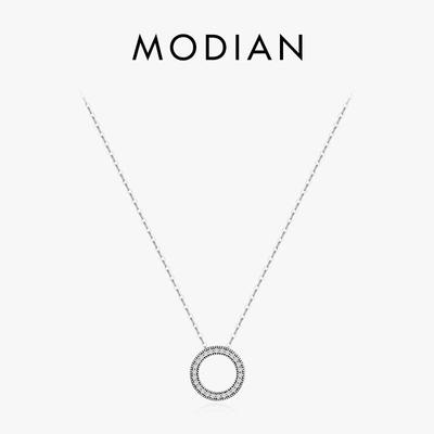 Modian Romantic 925 Sterling Silver Módní kulaté srdce náhrdelník pro ženy Fantastický život Svatební náhrdelníky Šperky dárek
