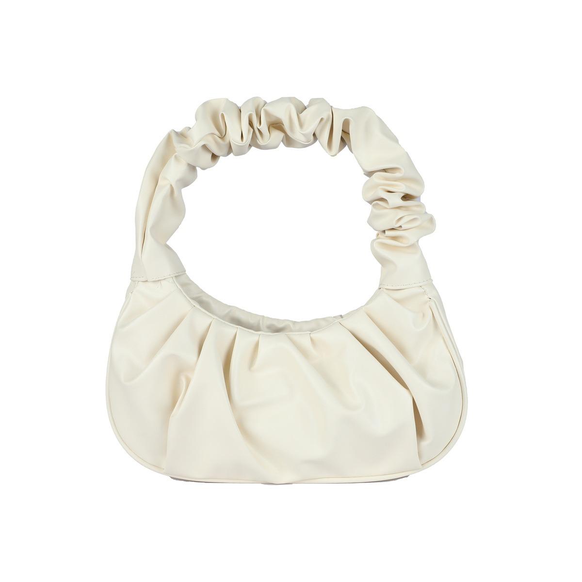 

New Korean Style Shoulder Dumpling Bag, French Style Bag, Fashionable Cloud Bag, Pleated Handbag for Women білий