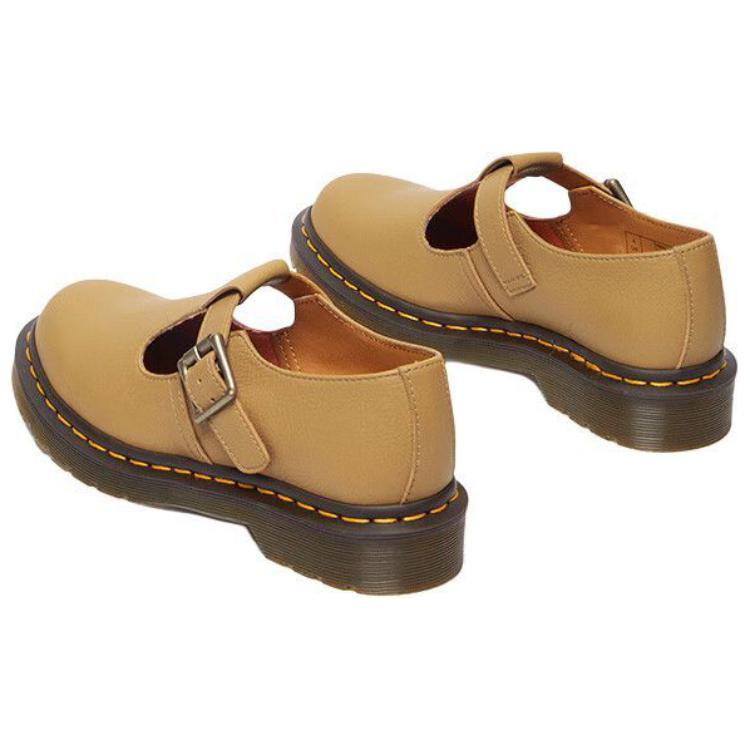 Dr. Martens Leather Comfortable Fashionable Thick Sole Mary Jane Shoes Women Shoes Dark-Yellow 32051776