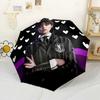 Wednesday Addams Theme Automatic Umbrella Compact 8-Rib Lightweight Durable Travel Essential Elegant Women's Umbrella Perfect Gift for Women/Men
