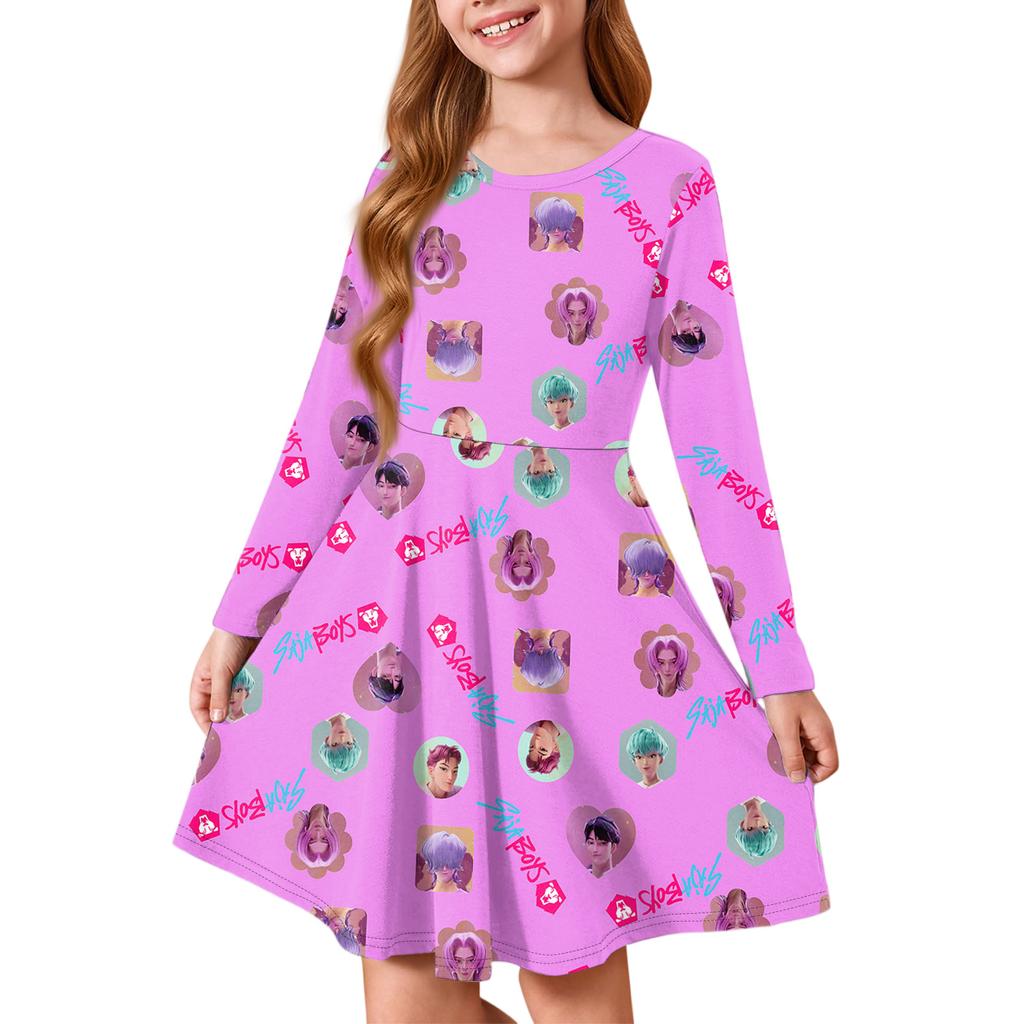 Girls' Princess Dress - Long Sleeve A-Line T-Shirt Dress