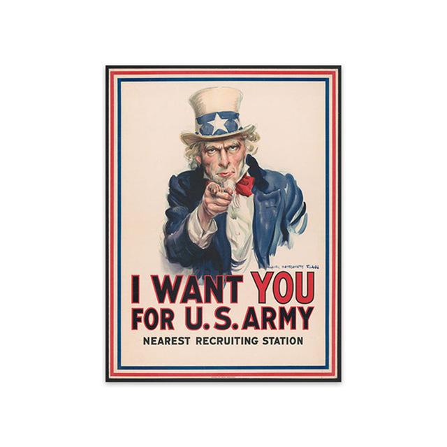 Vintage Army Propaganda Poster and Prints American Washington Art Canvas Painting Wall Art Pictures Cuardos for LivingRoom Decor
