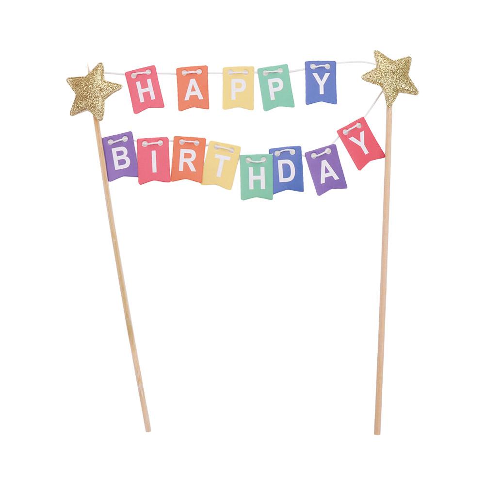 Kuchen Zieh Blume Bunter Kuchenaufsatz Niedliches Papier Kuchen Banner DIY Stern Alles Gute zum Geburtstag Kuchen Dekoration Babyparty Dekoration
