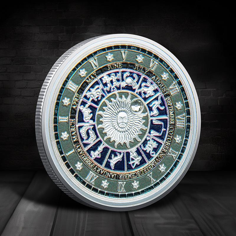 Zodiac Commemorative Medal, Constellation Coins, European and American Coins, Constellation Commemorative Coins, Lucky Coins, Zodiac Collection
