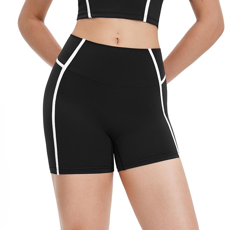 Eur-Am High Waist Butt Lifting Color Block Yoga Shorts